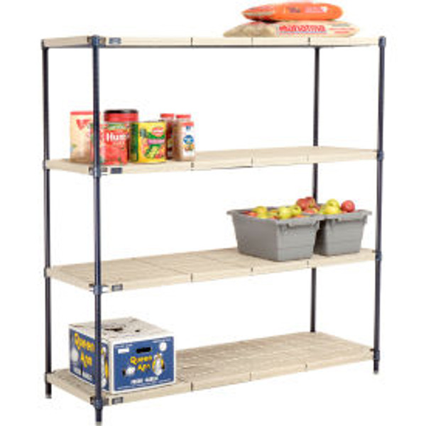 Nexel Nexelite 4 Shelf, Vented Plastic Mat Shelving Unit, Starter, 60"W x 24"D x 63"H