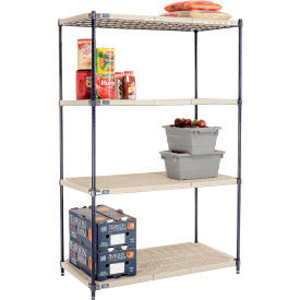 Nexel Nexelite 4 Shelf, Vented Plastic Mat Shelving Unit, Starter, 48"W x 24"D x 74"H
