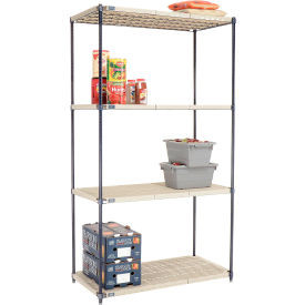 Nexel Nexelite 4 Shelf, Vented Plastic Mat Shelving Unit, Starter, 48"W x 24"D x 86"H