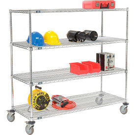Nexel E-Z Adjust Wire Shelf Truck w/Brakes, 1200 lb. Capacity, 60"L x 18"W x 60"H