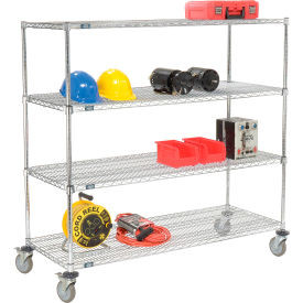 Nexel E-Z Adjust Wire Shelf Truck w/Brakes, 1200 lb. Capacity, 60"L x 24"W x 60"H