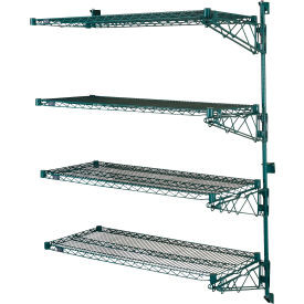 Nexel Poly-Green Adjustable Wall Mount Wire Shelving, 4 Shelf, Add On, 48"Wx18"Dx63"H