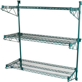 Nexel Poly-Green Adjustable Wall Mount Wire Shelving, 3 Shelf, Starter, 48"Wx18"Dx54"H