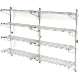 Nexel Chrome Adjustable Wall Mount Wire Shelving, 4 Shelf, Add On, 48"Wx14"Dx63"H