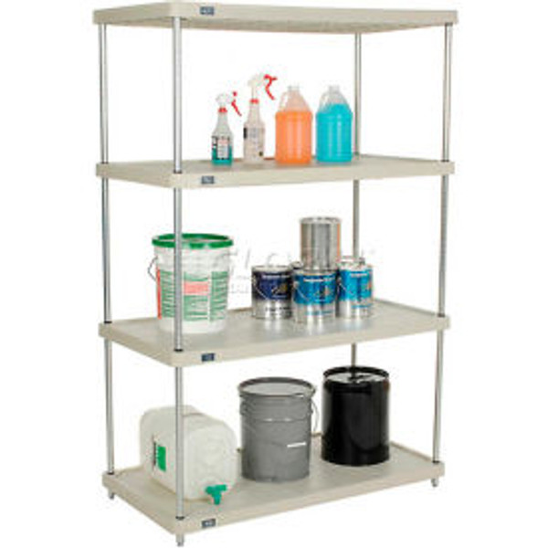 Nexel 4 Shelf, Solid Plastic Shelving Unit, Chrome Posts, 48"W x 24"D x 63"H