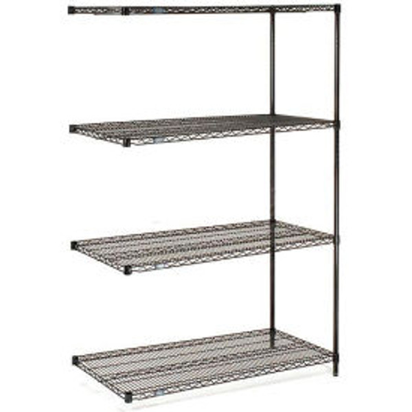 Nexel 4 Shelf, Black Epoxy Wire Shelving Unit, Add On, 60"W x 18"D x 86"H