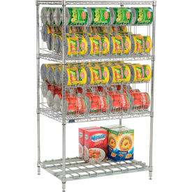 Nexel CR2436DS Can Rack System, 3 Tier, Chrome, Bottom Dunnage Shelf, 36"W X 24"D x 66"H