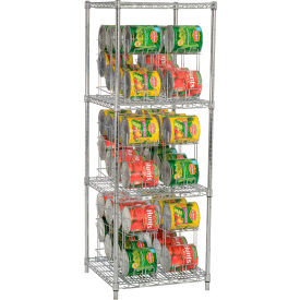 Nexel CR2424C Can Rack System, 3 Tier, Chrome, 24"W X 24"D x 66"H