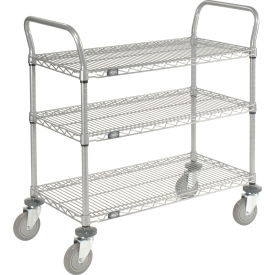Nexel Utility Cart w/3 Shelves & Poly Casters, 1200 lb. Capacity, 30"L x 18"W x 39"H