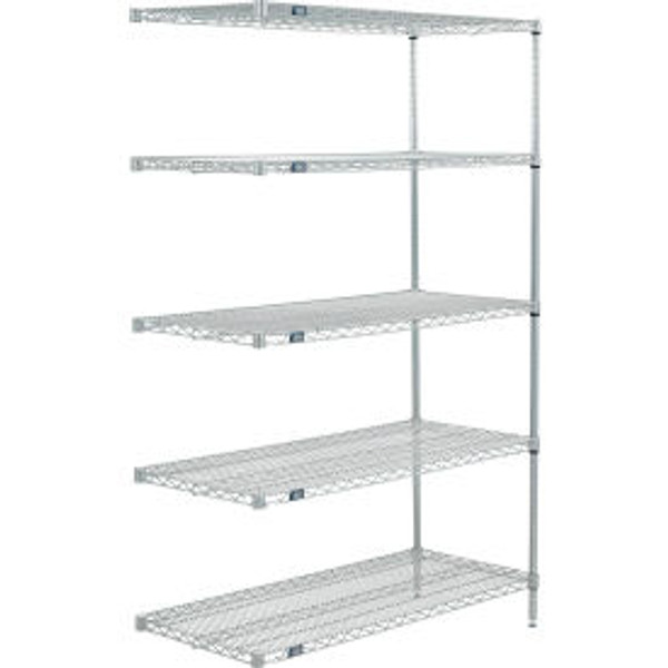 Nexel 5 Shelf, Poly-Z-Brite Wire Shelving Unit, Add On, 42"W x 21"D x 74"H