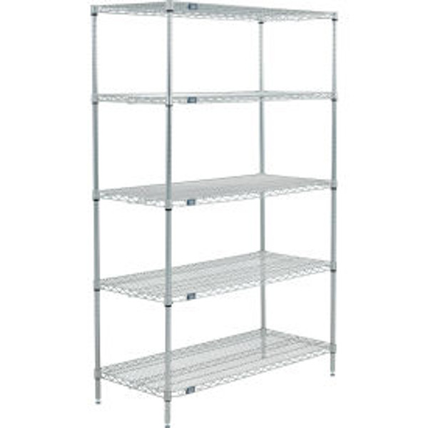 Nexel 5 Shelf, Poly-Z-Brite Wire Shelving Unit, Starter, 48"W x 21"D x 74"H