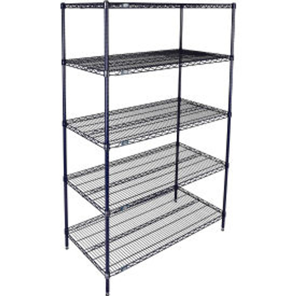Nexel 5 Shelf, Nexelon Blue Wire Shelving Unit, Starter, 72"W x 21"D x 86"H