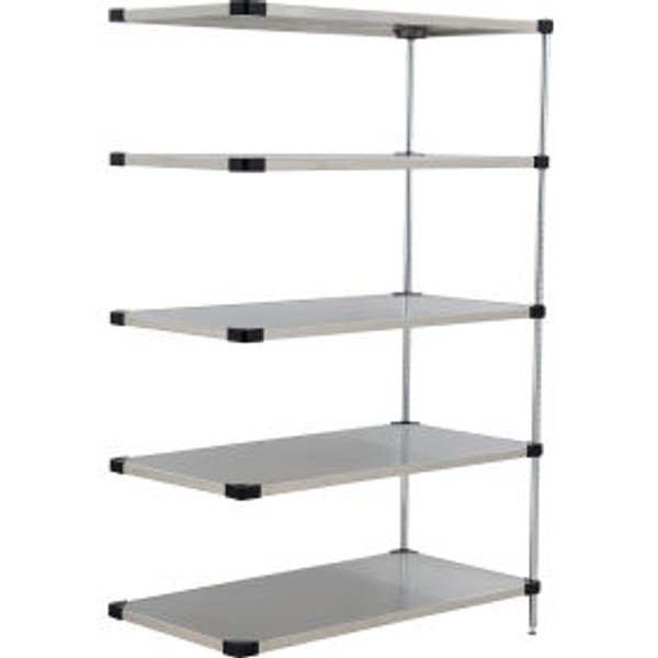Nexel 5 Shelf, Stainless Steel Solid Shelving Unit, Add On, 48"W x 18"D x 63"H