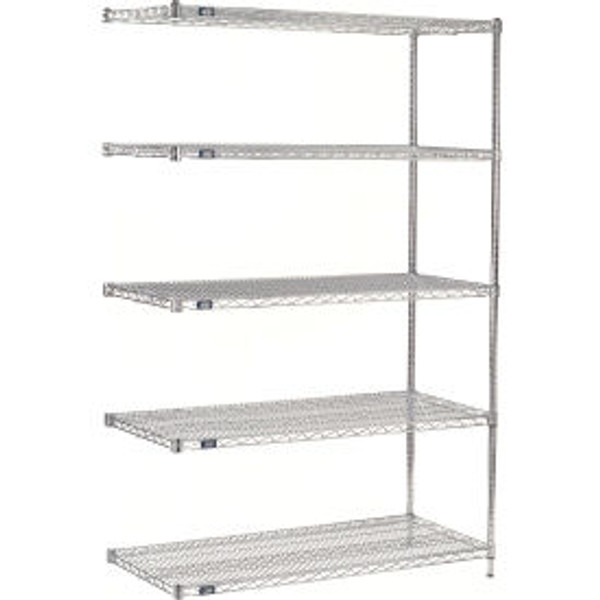 Nexel 5 Shelf, Stainless Steel Wire Shelving Unit, Add On, 36"W x 24"D x 74"H