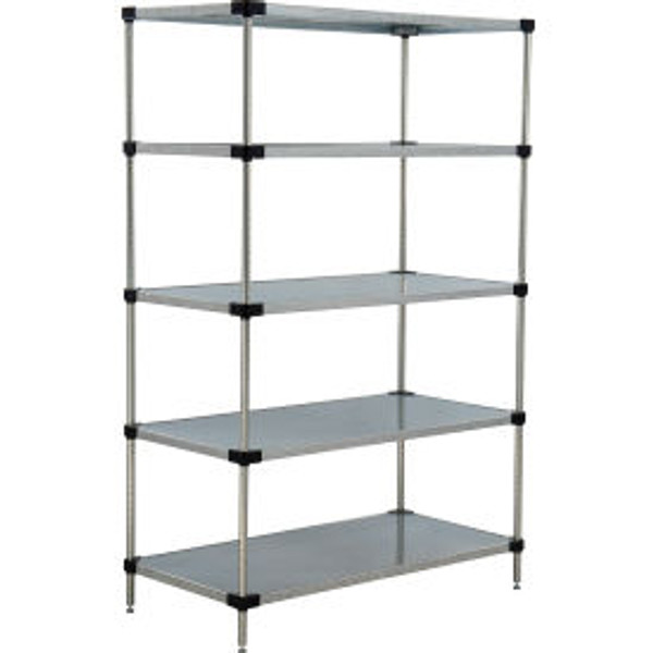 Nexel 5 Shelf, Galvanized Steel Solid Shelving Unit, Starter, 48"W x 24"D x 74"H