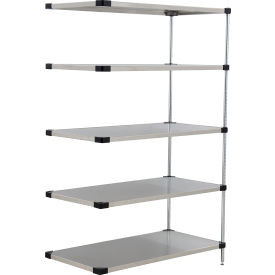 Nexel 5 Shelf, Stainless Steel Solid Shelving Unit, Add On, 48"W x 24"D x 74"H
