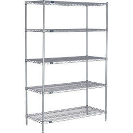 Nexel 5 Shelf, Nexelate Silver Epoxy Wire Shelving Unit, Starter, 24"W x 24"D x 86"H