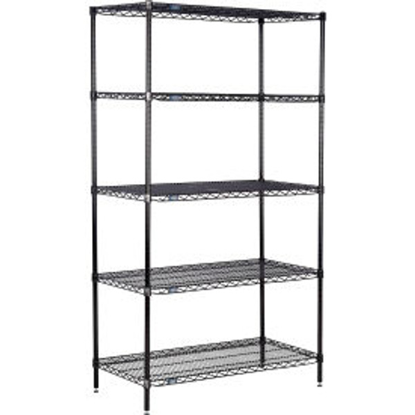 Nexel 5 Shelf, Black Epoxy Wire Shelving Unit, Starter, 54"W x 21"D x 86"H