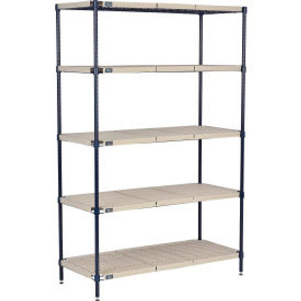 Nexel Nexelite 5 Shelf, Vented Plastic Mat Shelving Unit, Starter, 48"W x 24"D x 63"H