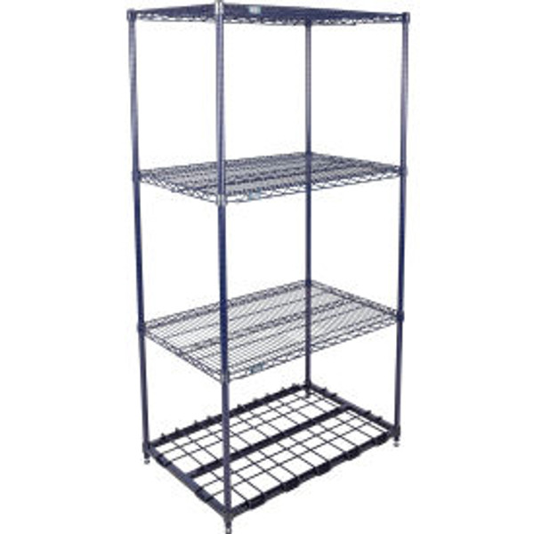 Nexel 4 Shelf, Nexelon Blue Wire Shelving Unit, Starter, 1 HD Shelf, 36"W x 18"D x 86"H