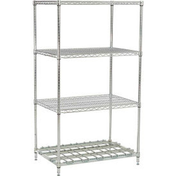 Nexel 4 Shelf, Poly-Z-Brite Standard Wire Shelving Unit, Starter, 36"W x 18"D x 63"H