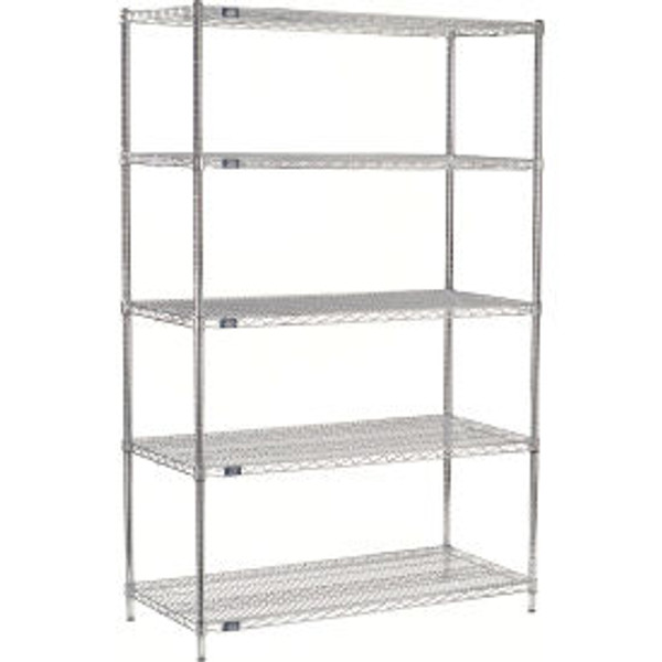 Nexel 5 Shelf, Stainless Steel Wire Shelving Unit, Starter, 54"W x 21"D x 86"H