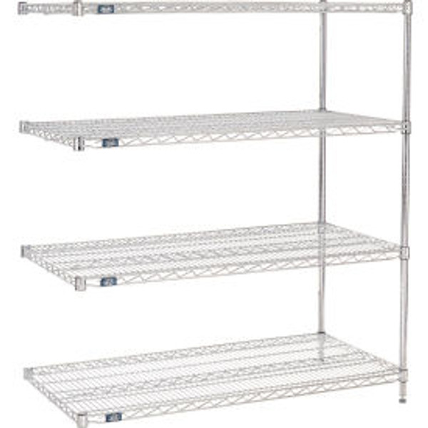 Nexel 4 Shelf, Stainless Steel Wire Shelving Unit, Add On, 60"W x 36"D x 74"H