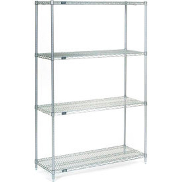 Nexel 4 Shelf, Stainless Steel Wire Shelving Unit, Starter, 48"W x 24"D x 54"H