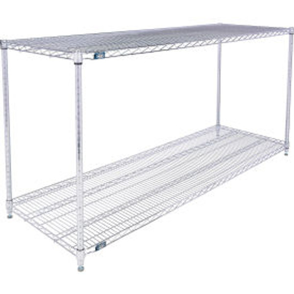 Nexel 2 Shelf, Chrome ESD Wire Shelving Unit, Starter, 72"W x 24"D x 34"H