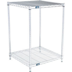 Nexel 2 Shelf, Chrome ESD Wire Shelving Unit, Starter, 24"W x 24"D x 34"H