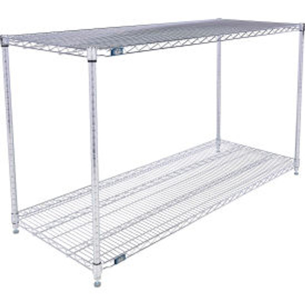 Nexel 2 Shelf, Chrome ESD Wire Shelving Unit, Starter, 60"W x 21"D x 34"H