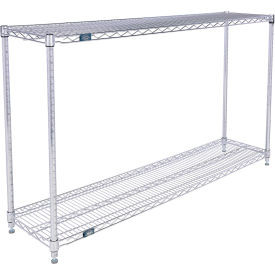 Nexel 2 Shelf, Chrome ESD Wire Shelving Unit, Starter, 60"W x 14"D x 34"H