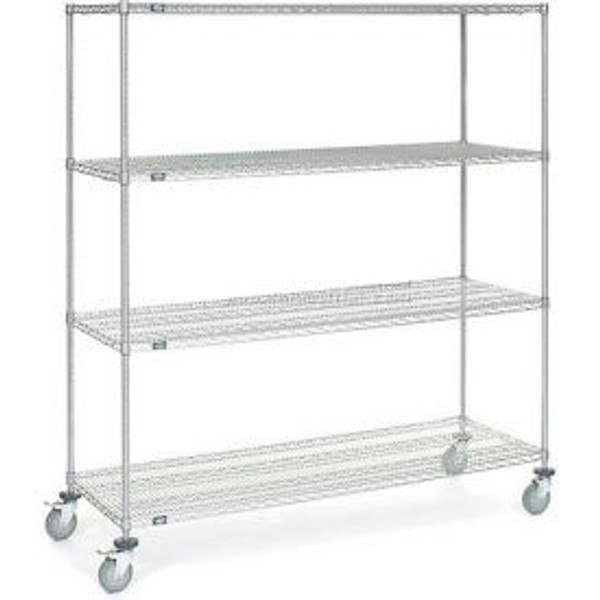 Nexel Chrome ESD Wire Shelf Truck w/4 Shelves, 60"L x 36"W x 60"H
