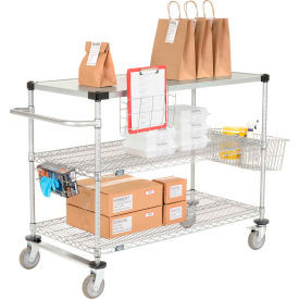 Nexelate Curbside Cart w/3 Shelves & Polyurethane Casters, 36"L x 24"W x 40"H