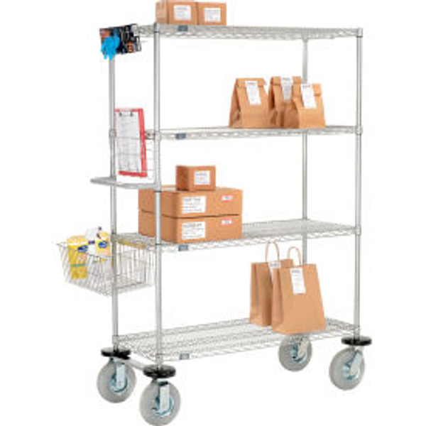 Nexelate Curbside Wire Truck w/4 Shelves & Pneumatic Casters, 24"L x 24"W x 72"H