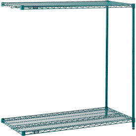 Nexel 2 Shelf, Poly-Green Wire Shelving Unit, Add On, 24"W x 14"D x 34"H