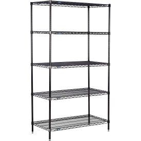 Nexel 5 Shelf, Black Epoxy Wire Shelving Unit, Starter, 24"W x 14"D x 86"H
