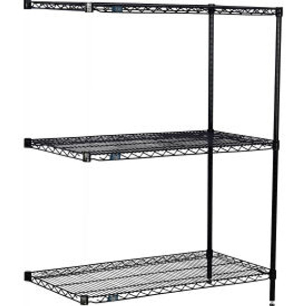 Nexel 3 Shelf, Black Epoxy Wire Shelving Unit, Add On, 60"W x 24"D x 34"H