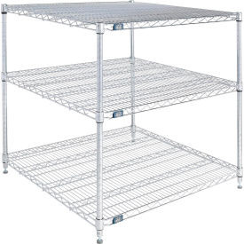 Nexel 3 Shelf, Chrome Wire Shelving Unit, Starter, 36"W x 30"D x 34"H