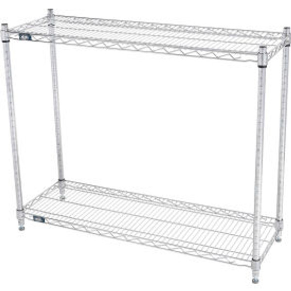 Nexel 2 Shelf, Chrome Wire Shelving Unit, Starter, 42"W x 18"D x 34"H