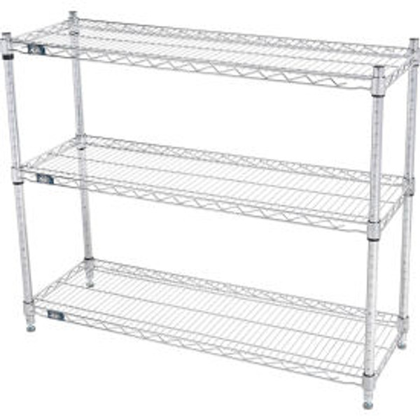 Nexel 3 Shelf, Chrome Wire Shelving Unit, Starter, 42"W x 18"D x 34"H