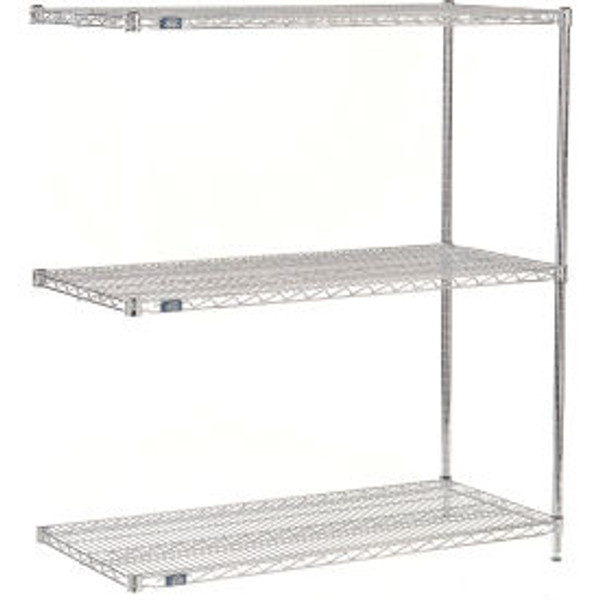 Nexel 3 Shelf, Chrome Wire Shelving Unit, Add On, 72"W x 36"D x 34"H