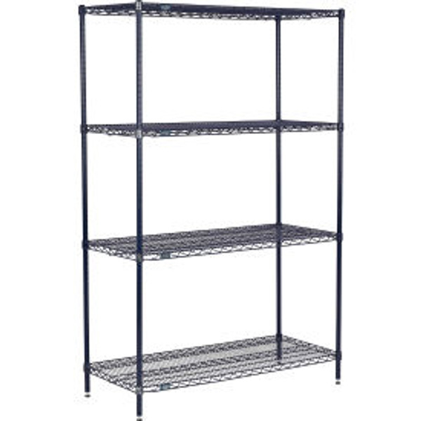 Nexel 4 Shelf, Nexelon Blue Wire Shelving Unit, Starter, 48"W x 21"D x 74"H