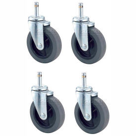 Nexel 4 Swivel Stem Rubber Casters, 4" Dia., 500 lbs. Capacity, Pack of 4