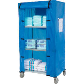 Nexel Galvanized Steel Linen Cart with Nylon Cover, 4 Shelves, 36"L x 18"W x 69"H
