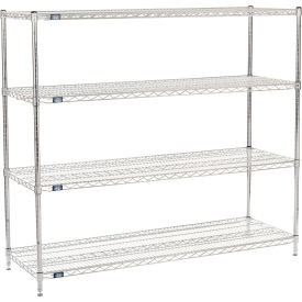 Nexel 4 Shelf, Chrome Wire Shelving Unit, Starter, 72"W x 21"D x 63"H