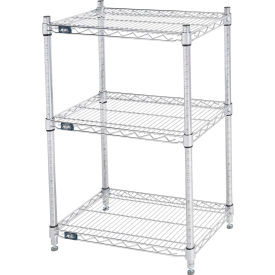 Nexel 3 Shelf, Chrome Wire Shelving Unit, Starter, 24"W x 14"D x 34"H