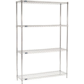 Nexel 4 Shelf, Chrome Wire Shelving Unit, Starter, 48"W x 14"D x 86"H