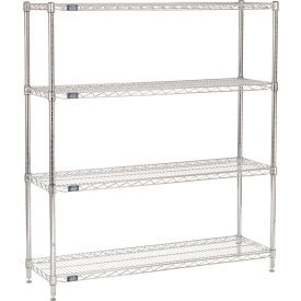Nexel 4 Shelf, Chrome Wire Shelving Unit, Starter, 54"W x 14"D x 54"H