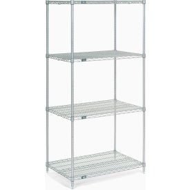 Nexel 4 Shelf, Stainless Steel Wire Shelving Unit, Starter, 36"W x 24"D x 74"H
